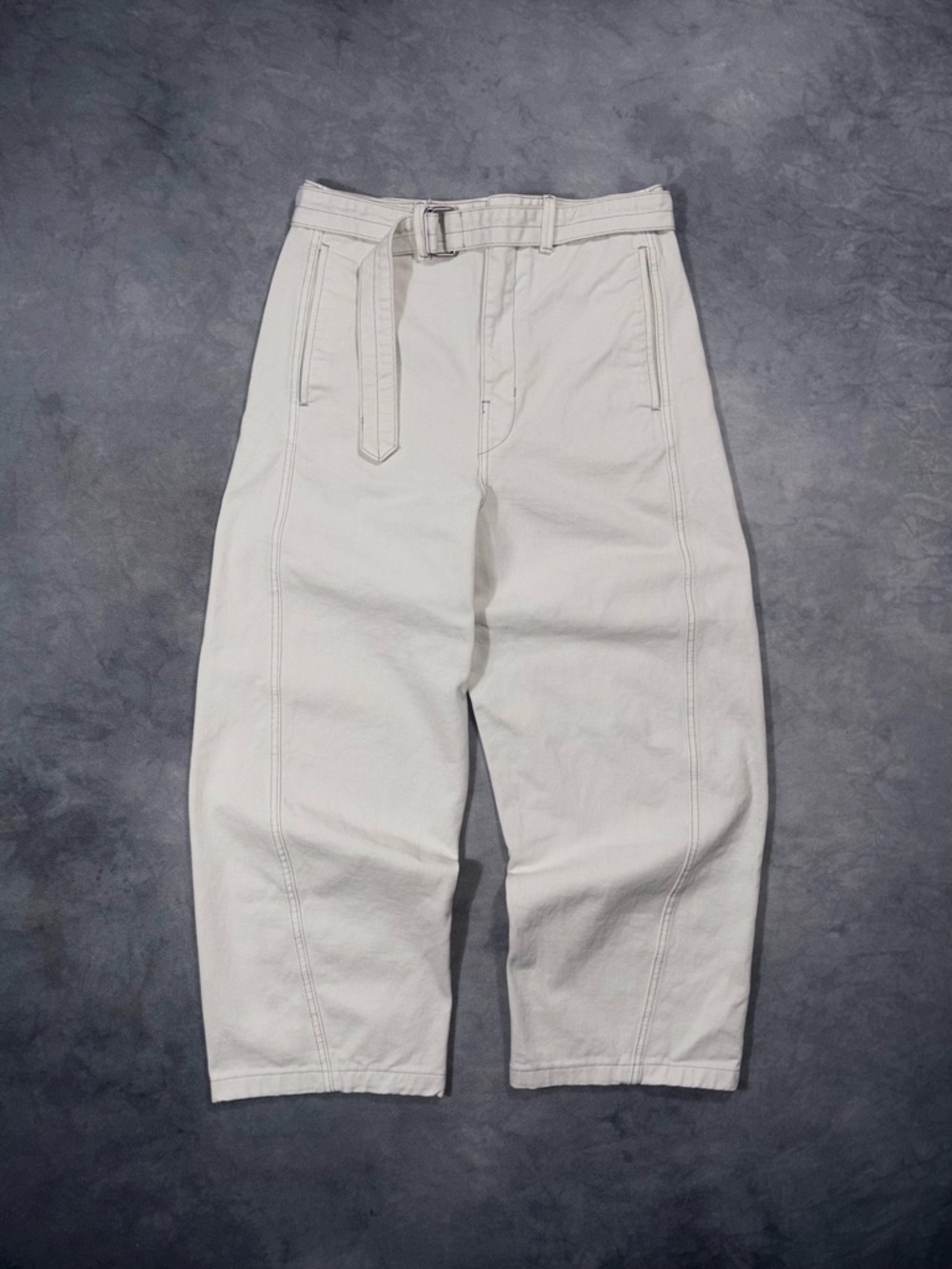 LEMAIRE Luxury Casual Oldmoney Twisted Belted Moonstone Pants RRP1000$+